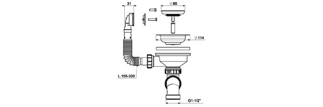 Сифон AQF-001V Nikel