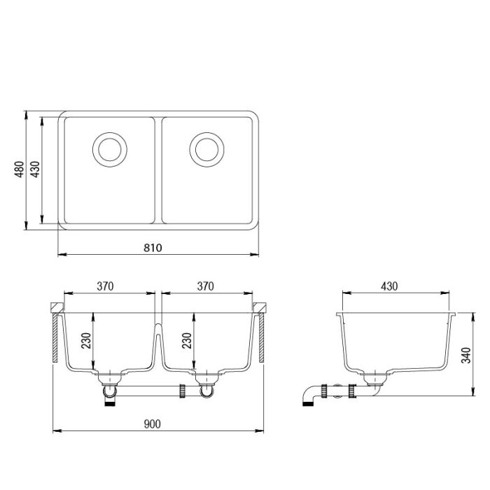 Aquasanita  Arca SQA200 Graphite 222 | № 7375 | 810 x 480 мм