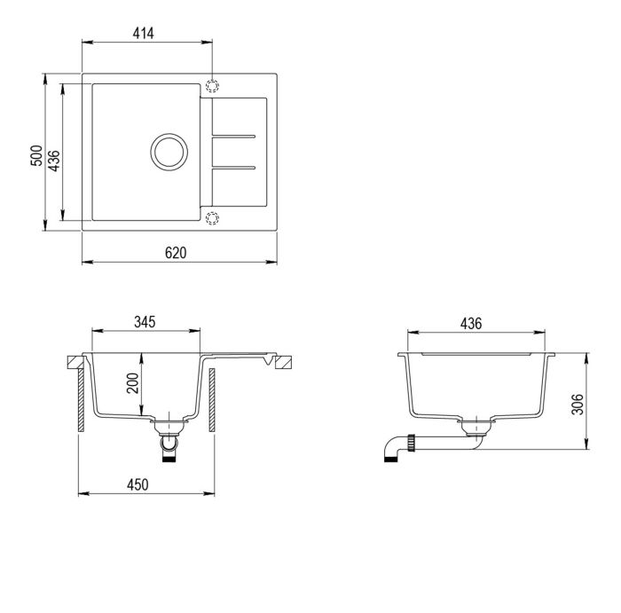  Aquasanita Tesa SQT102 Graphite 222 | № 7802 | 620 x 500 мм