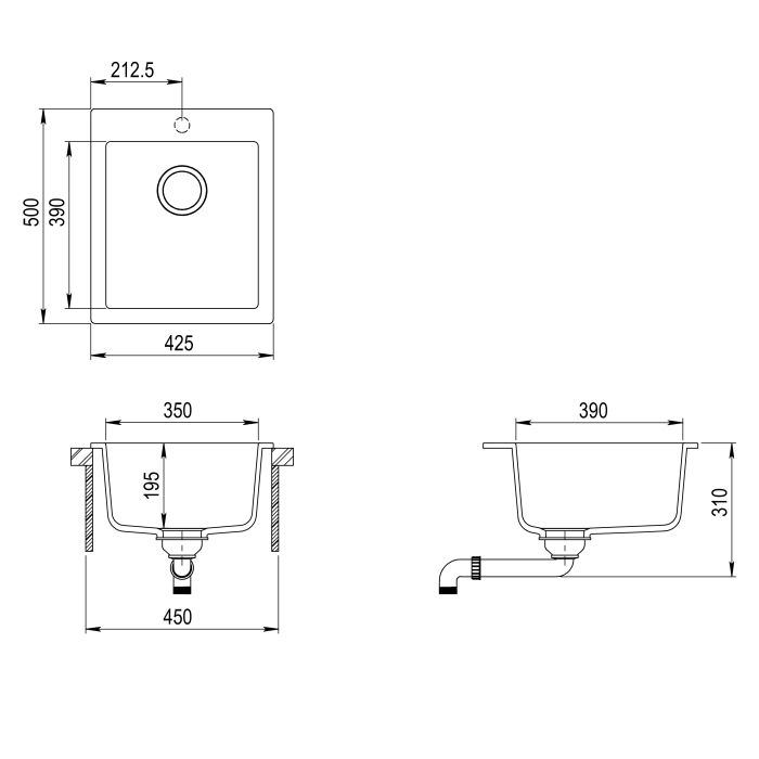  Helika  Aquasanita Simplex SQS100 Light grey 221 | № 3345 | 425 x 500 мм