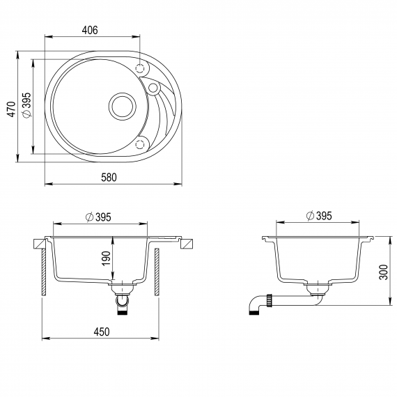 Aquasanita Clarus SR102 Black metallic 601| № 3712 | 580 x 470 мм